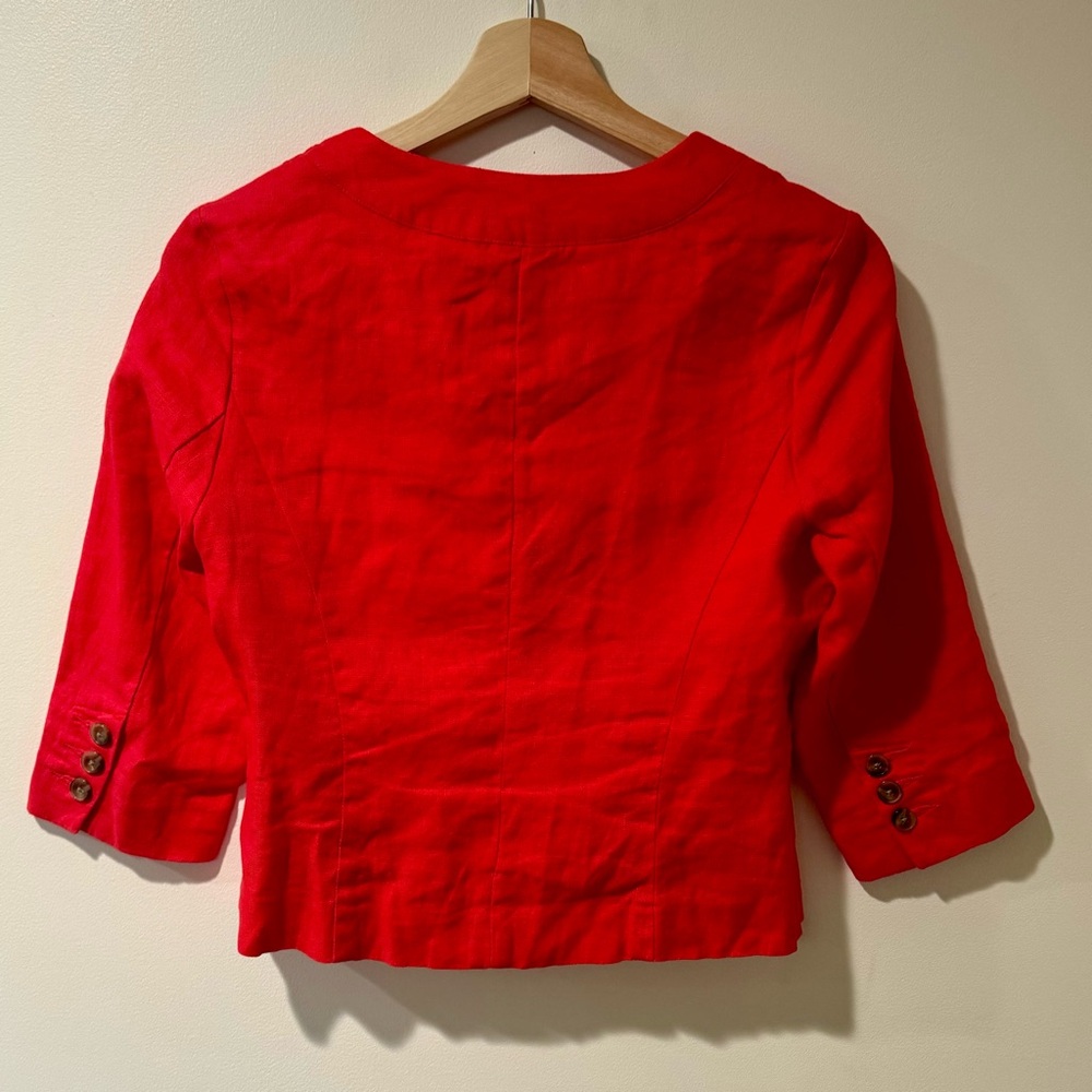 Red Linen Blazer Jacket - Picture 3 of 6